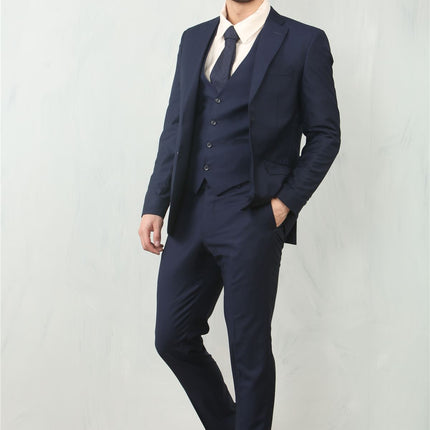 Men's Navy 3 Piece Formal Classic Prom Suit Workwear