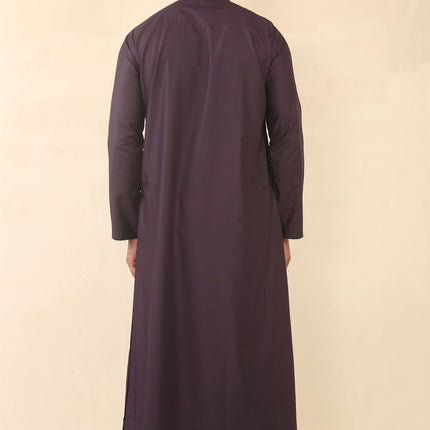 Mens Purple Thobe Jubba Emirati Islamic Arabic Eid Embroidery Kaftan Jubbah Robe