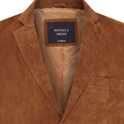 Mens Suede Blazer Jacket Soft Real Italian Leather Fitted Vintage Coat
