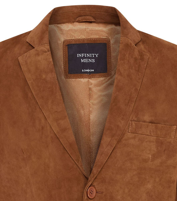 Mens Suede Blazer Jacket Soft Real Italian Leather Fitted Vintage Coat
