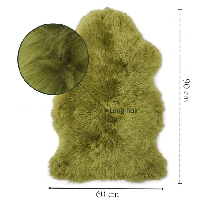 Genuine Green Sheepskin Natural Silky Soft Fluffy Real Wool Rug