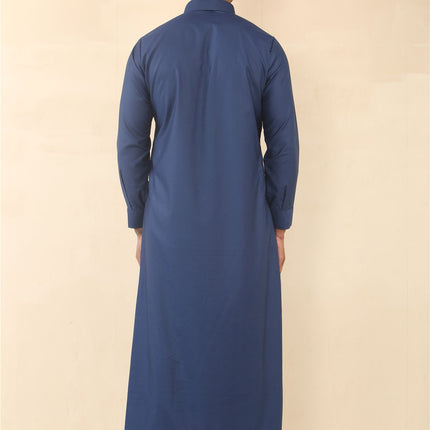 Men's Blue Thobe Arab Saudi Emirati Islamic Clothing Jubba Robe