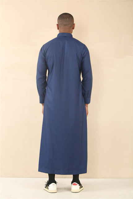Men's Blue Thobe Arab Saudi Emirati Islamic Clothing Jubba Robe