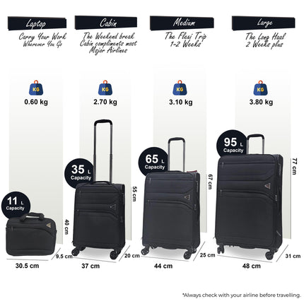 Lightweight Soft  Dual 4 Wheel Luggage Suitcases