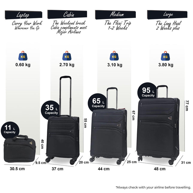 Lightweight Soft  Dual 4 Wheel Luggage Suitcases
