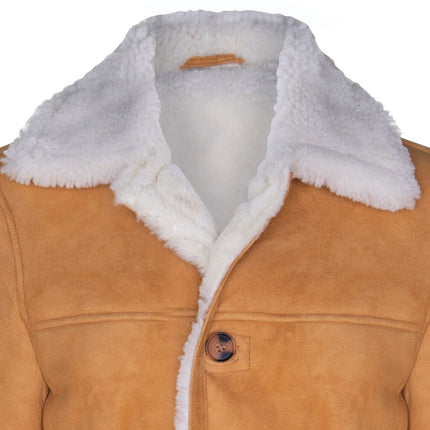 Mens Classic Sheepskin Car Coat-Auburn