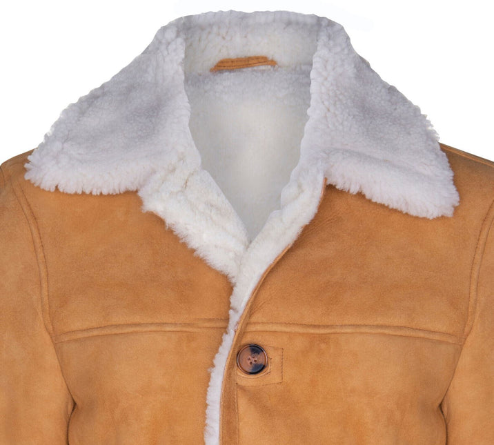 Mens Classic Sheepskin Car Coat-Auburn