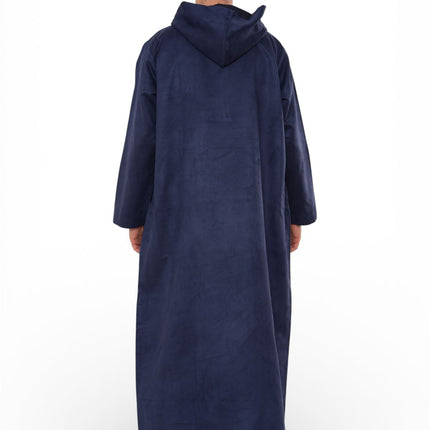 Men's Hooded Eid Navy Blue Moroccan Jubba Robe Ramadan Eid Thobe - HM12