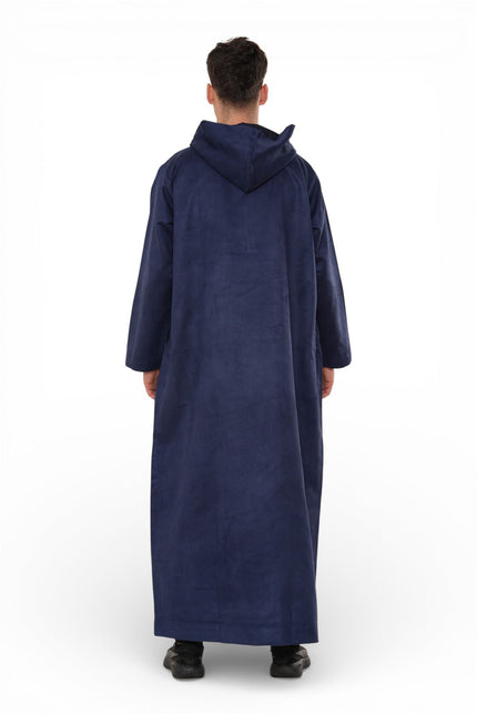 Men's Hooded Eid Navy Blue Moroccan Jubba Robe Ramadan Eid Thobe - HM12