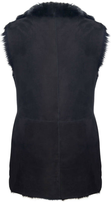Women's Black Toscana Sheepskin Buttoned Gilet-Manama