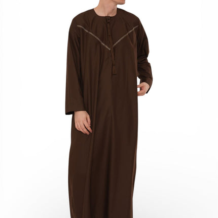 Men's Eid Brown Moroccan Thobe Robe Djellaba Ramadan Eid Jubba- HM10