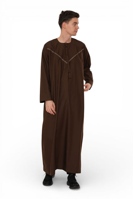 Men's Eid Brown Moroccan Thobe Robe Djellaba Ramadan Eid Jubba- HM10