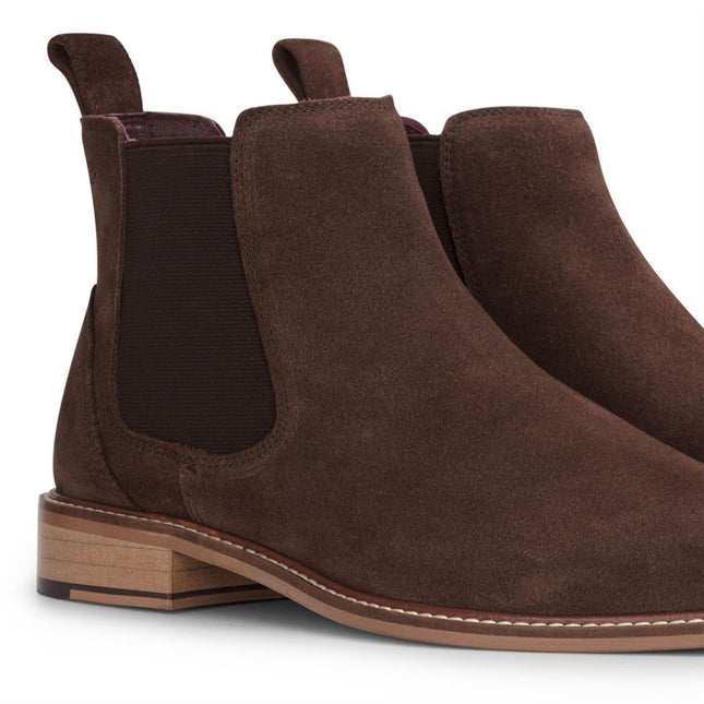 London Brogues Men's Brown Suede Leather Slip-On Chelsea Ankle Boots