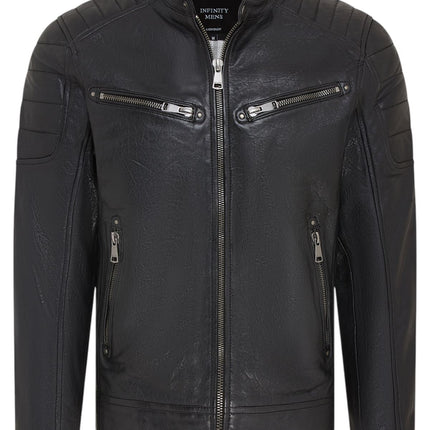 Men's Modern Classic Leather Quilted Biker Jacket - Derry