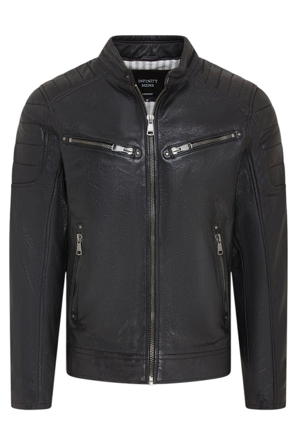 Men's Modern Classic Leather Quilted Biker Jacket - Derry