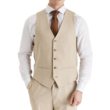 Men's Beige Lightweight Summer Wedding Party Waistcoat