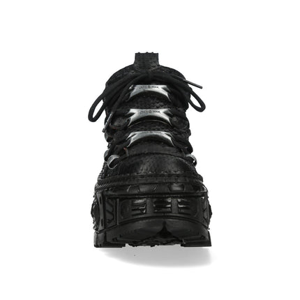 New Rock M-106Wall-C65 Python Black Leather Platform Ankle Boots