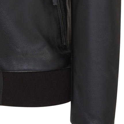Men's Retro Black Casual Leather Varsity Bomber Jacket