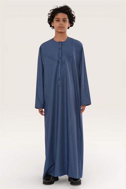 Kids Boys Eid Blue Moroccan Jubba Robe Djellaba Ramadan Eid Thobe - K-HM11