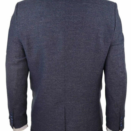Mens Blue Wool 3 Piece Suit Double Breasted Waistcoat Tweed Peaky Blinders 1920s