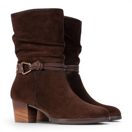 Pikolinos Women's Dark Brown Leather Mid-Calf High Boots - Zamora
