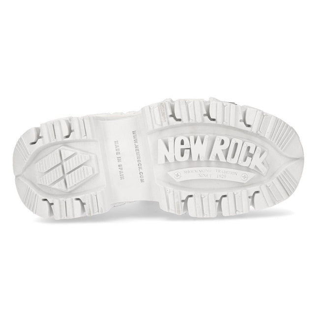 New Rock Unisex White Leather Gothic Punk Boots - M-TANK106-C1