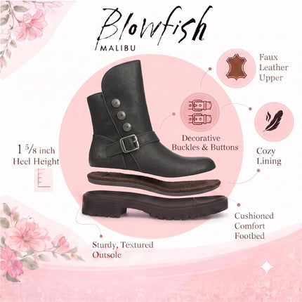 Blowfish Malibu Women's Black Faux Leather Winter Biker Boots - Venice-Cozy