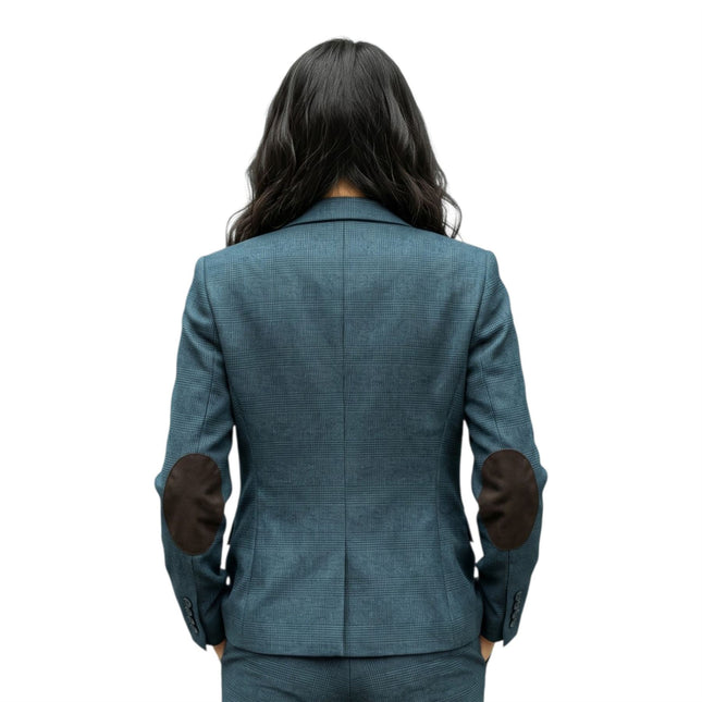 Women's Olive Three Piece Check Tailored Suit - TPW-53