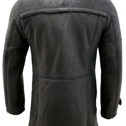 Mens Double Breasted Sheepskin Reefer Coat-Candon