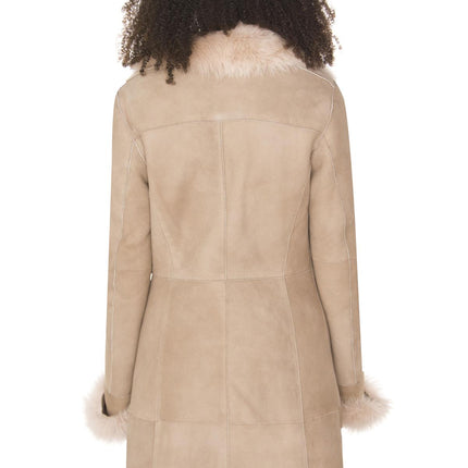 Womens Suede Merino Shearling Coat with Toscana Collar-Hanoi