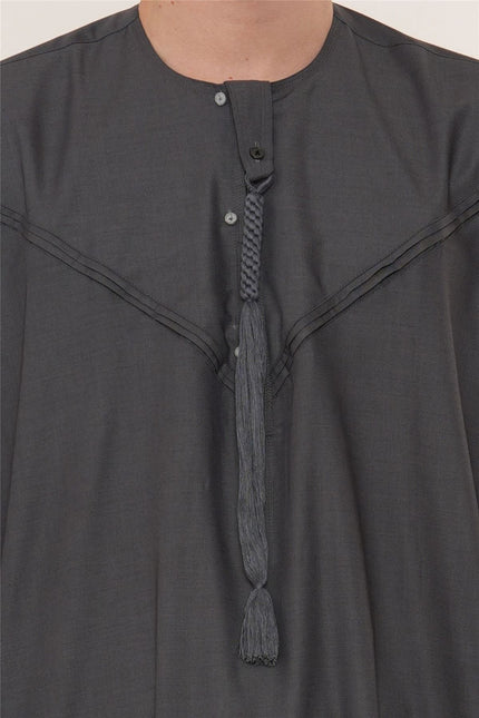 Men's Eid Grey Moroccan Jubba Robe Djellaba Ramadan Eid Thobe - HM11