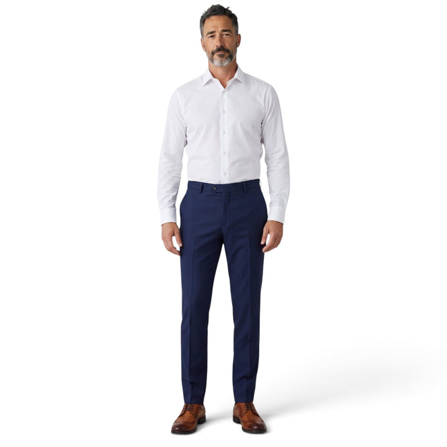 Men's Navy Formal Pants Tailored Fit Trousers - Belmont