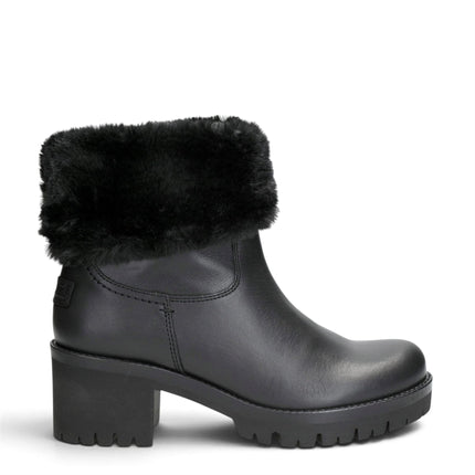 Panama Jack Women's Black Leather Waterproof Warm Heeled Boots - Piola B48