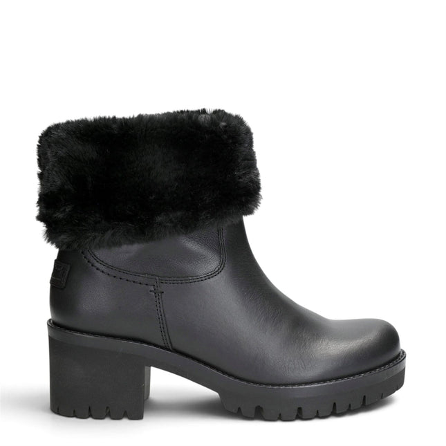 Panama Jack Women's Black Leather Waterproof Warm Heeled Boots - Piola B48