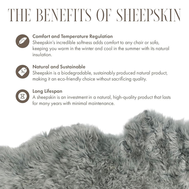 Genuine Grey Sheepskin Natural Silky Soft Fluffy Real Wool Rug
