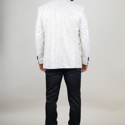 Men's 4 Piece White Paisley Wedding Suit Tailor Fit