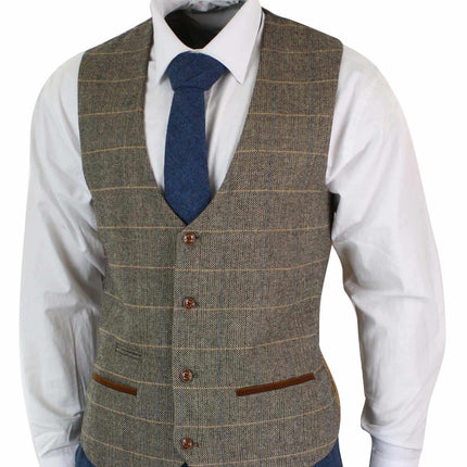 Mens 3 Piece Blue Tweed Vintage Suit
