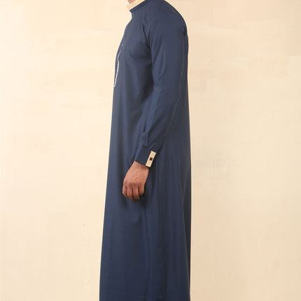 Men's Blue Thobe Arab Saudi Emirati Islamic Clothing Jubba Robe