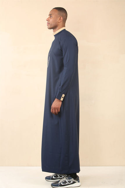 Men's Blue Thobe Arab Saudi Emirati Islamic Clothing Jubba Robe