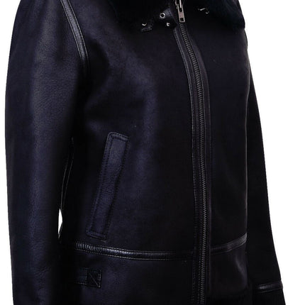 Womens Black B3 Sheepskin Leather Jacket-Campinas