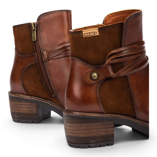 Pikolinos Women’s Brown Leather Zipped Heel Ankle Boots - San Sebastia