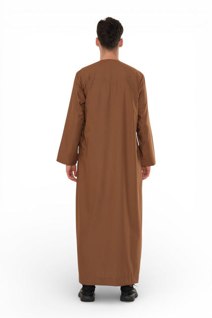 Men's Eid Camel Brown Moroccan Jubba Robe Djellaba Ramadan Eid Thobe - HM11
