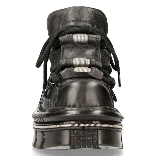 New Rock Unisex Metallic Black Leather Gothic Techno Boots - M-215-S6