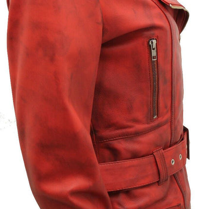 Womens Long Leather Biker Jacket-Quito