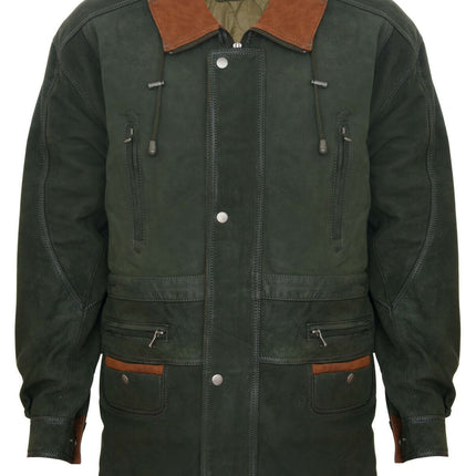 Mens Nubuck Leather Parka Coat-Winnipeg