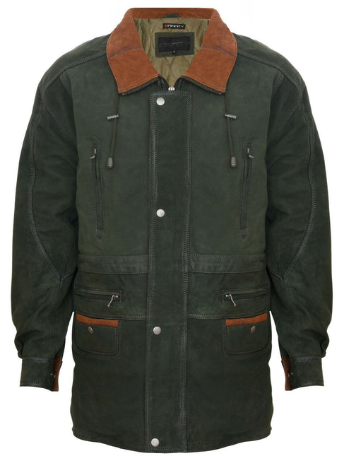Mens Nubuck Leather Parka Coat-Winnipeg