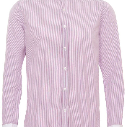 Mens Peaky Blinders Removable Collar Nehru Lilac Striped Collarless Shirt