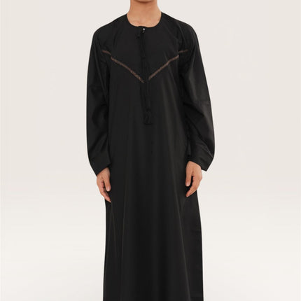 Kids Boys Eid Black Moroccan Thobe Robe Djellaba Ramadan Eid Jubba- K-HM10