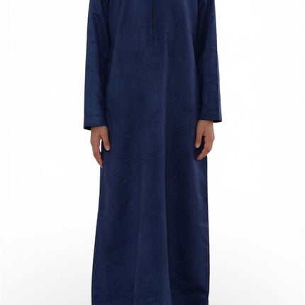 Kids Boys Hooded Eid Navy Blue Moroccan Jubba Robe Ramadan Eid Thobe - K-HM12