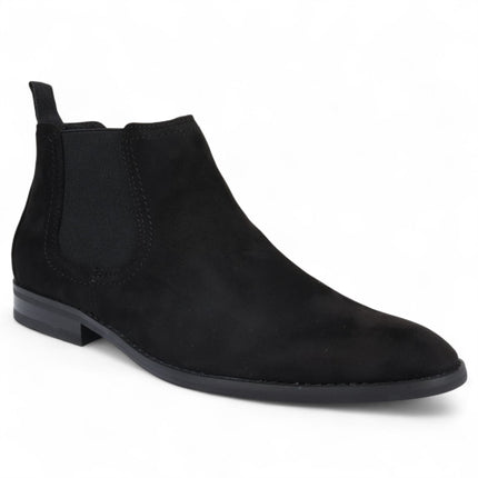 Men's Black Suede Chelsea Boots Real Leather Lined Slip-On